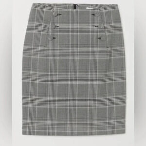 H&M black and white WOMEN'S HIGH-WAISTED plaid pencil checked SKIRT size 4